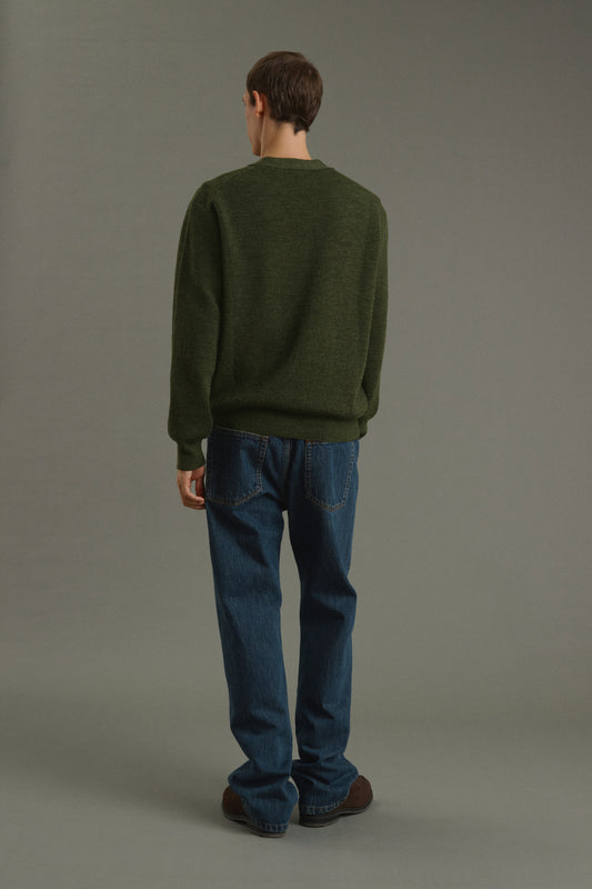 Cardigan Romeo - Dark Khaki - Wool - Men