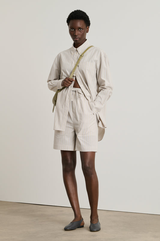 Short Emeric - Gris Clair/Écru - Coton - Femme