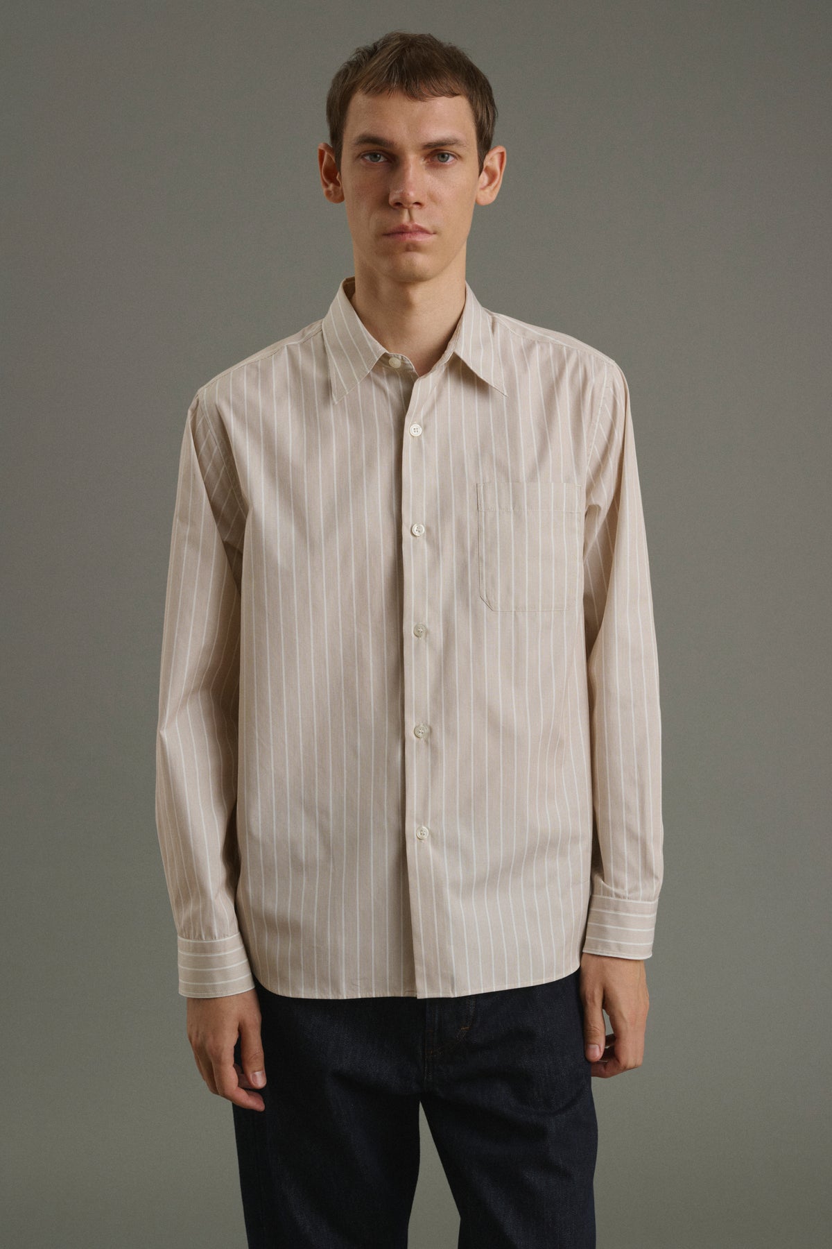 Shirt Glenn - Hazelnut/Ecru - Cotton - Men vue 2