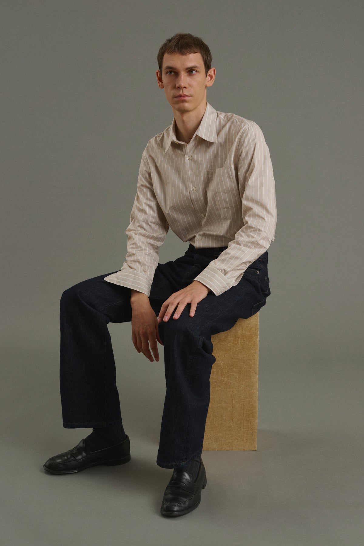 Shirt Glenn - Hazelnut/Ecru - Cotton - Men