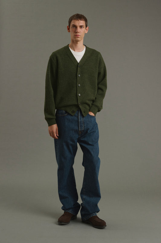 Cardigan Romeo - Dark Khaki - Wool - Men