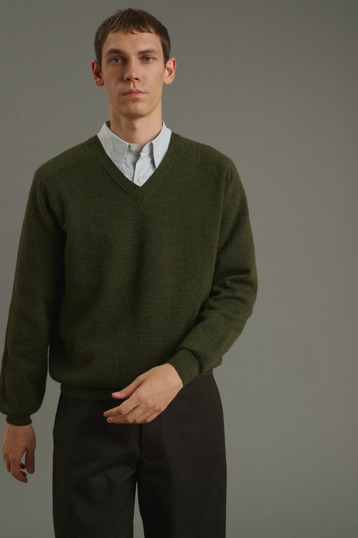 Pullover Themo - Dark Green - Wool - Men vue 3