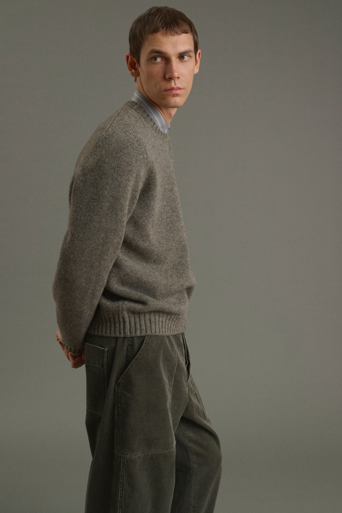 Isamu pullover - Grey-Green - Wool - Men vue 5