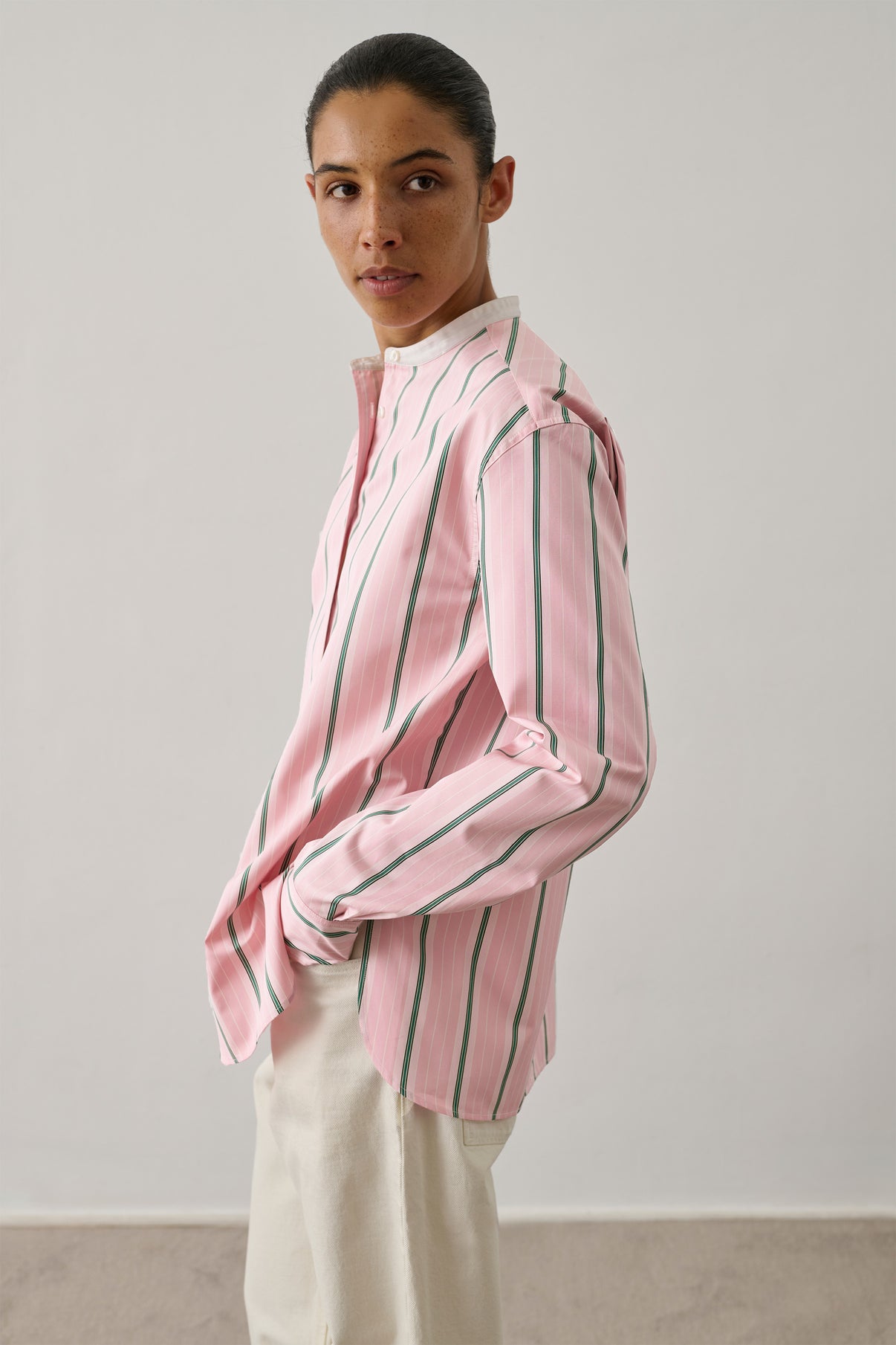 Bermudes Shirt - Pink/Grey - Cotton - Women vue 2