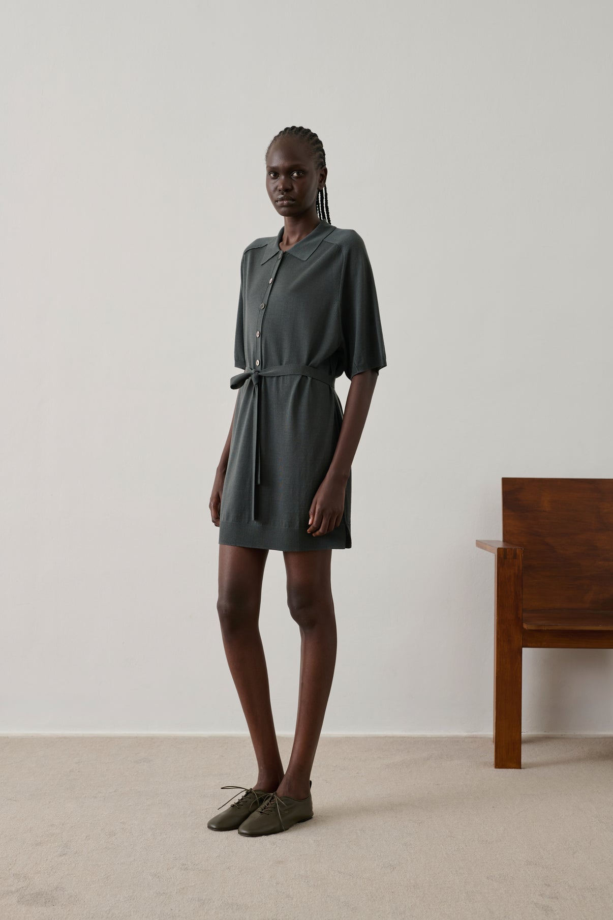 Robe Hilda - Gris/Bleu - Laine mérinos - Femme vue 1