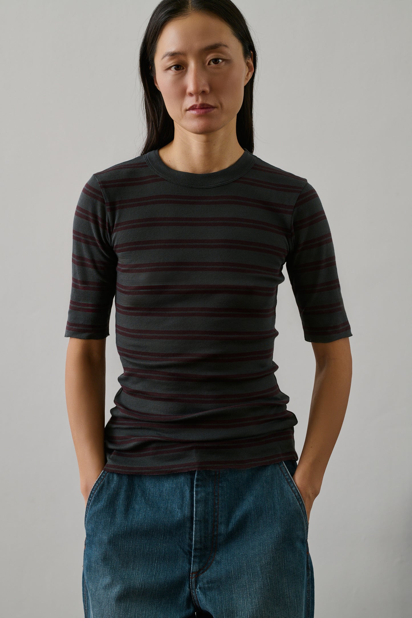 Tee-Shirt Gloria - Aubergine/Anthracite - Coton - Femme