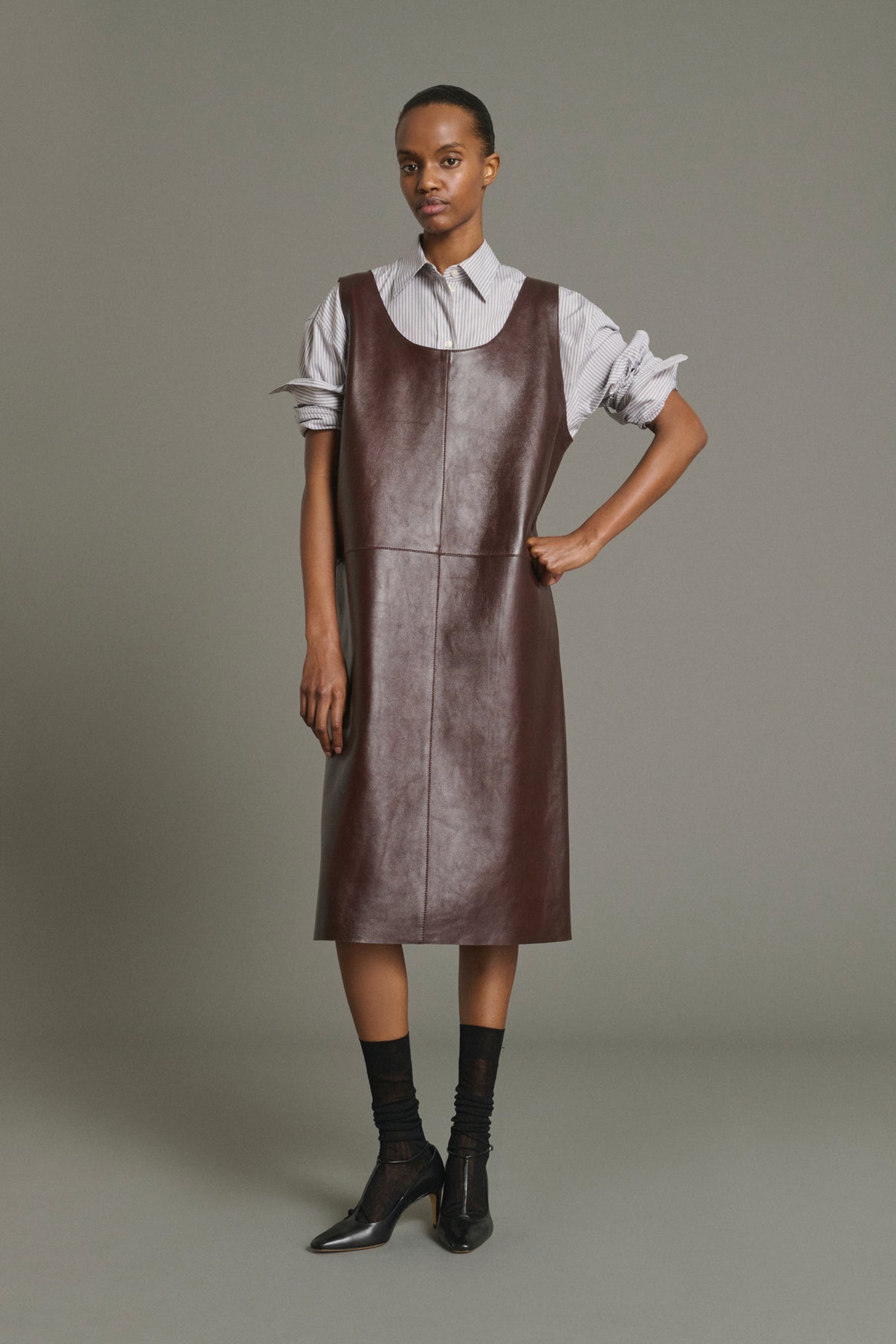 Dress Joa - Bordeaux - Leather - Women vue 5