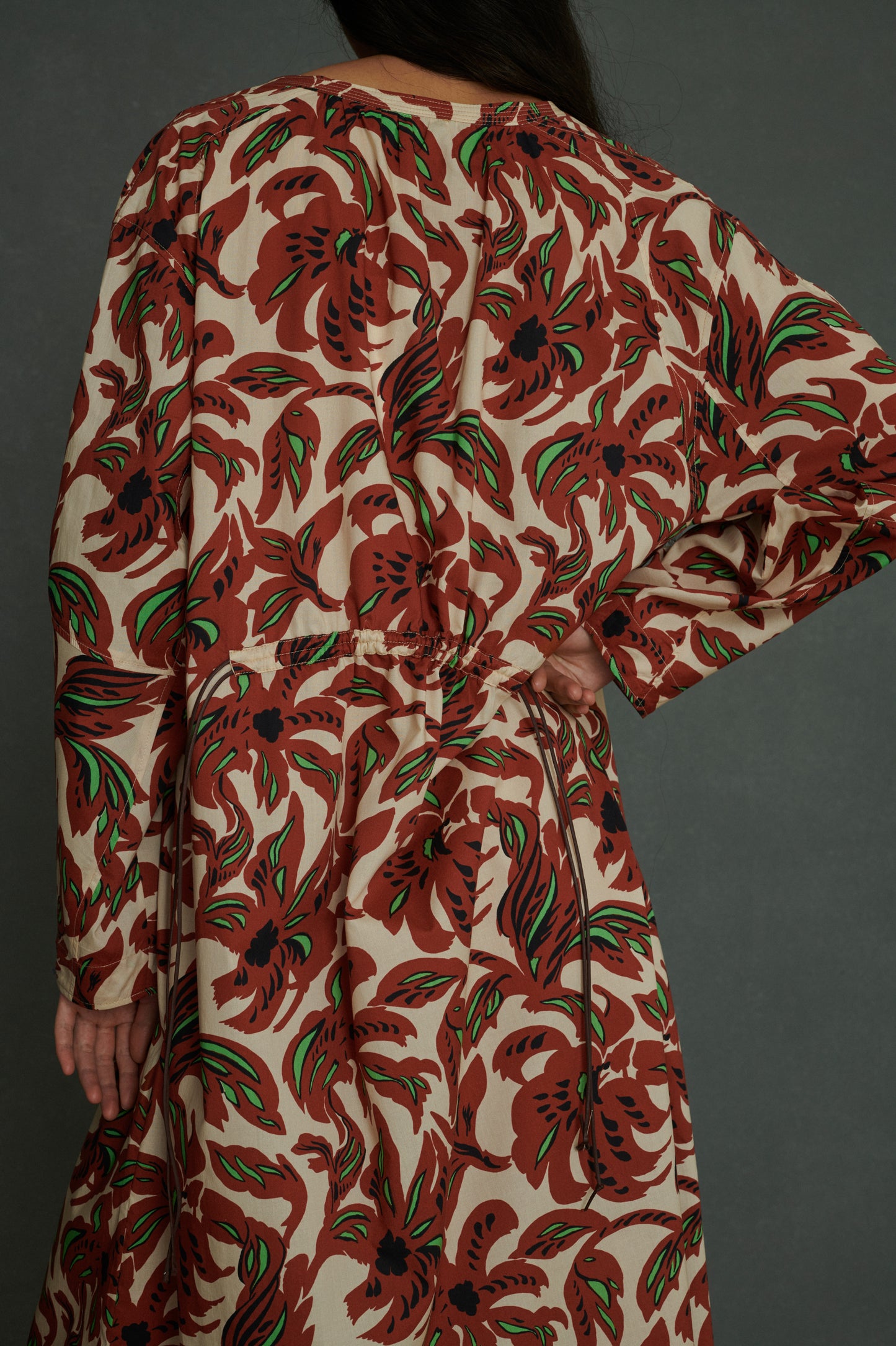 Robe Agnes - Terre Battue/Vert - Coton - Femme