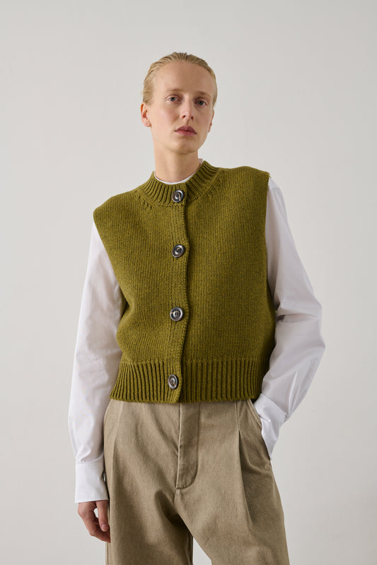 Cardigan Ivana - Vert Olive - Laine - Femme