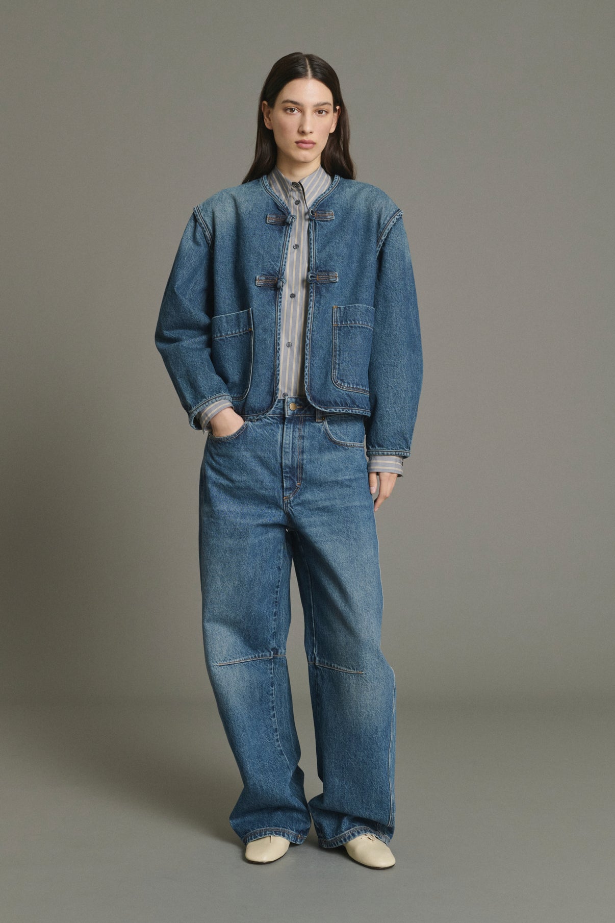 Jacket Agatha - Blue Denim Cotton Women - Soeur vue 1