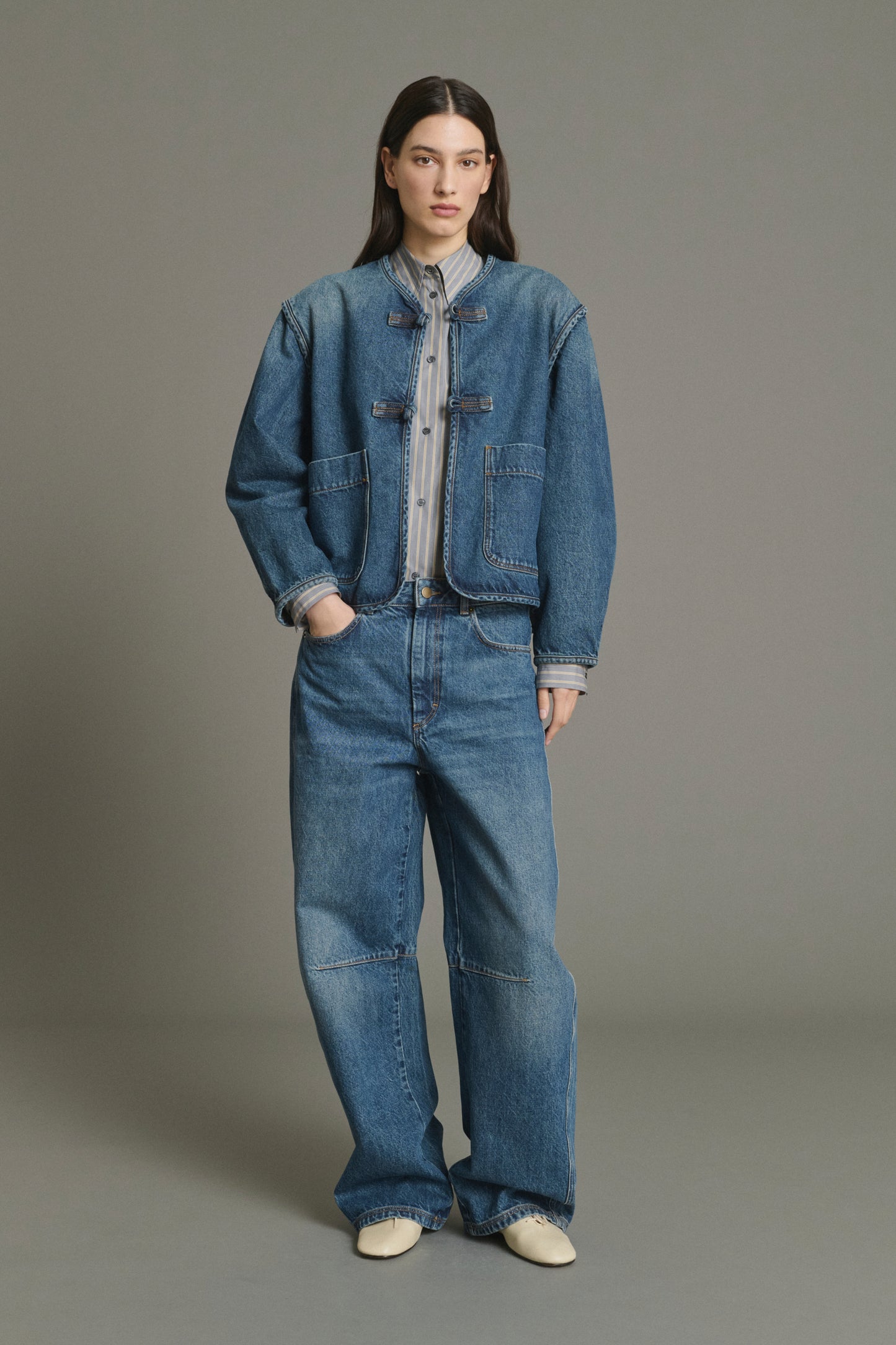 Jacket Agatha - Blue Denim Cotton Women - Soeur