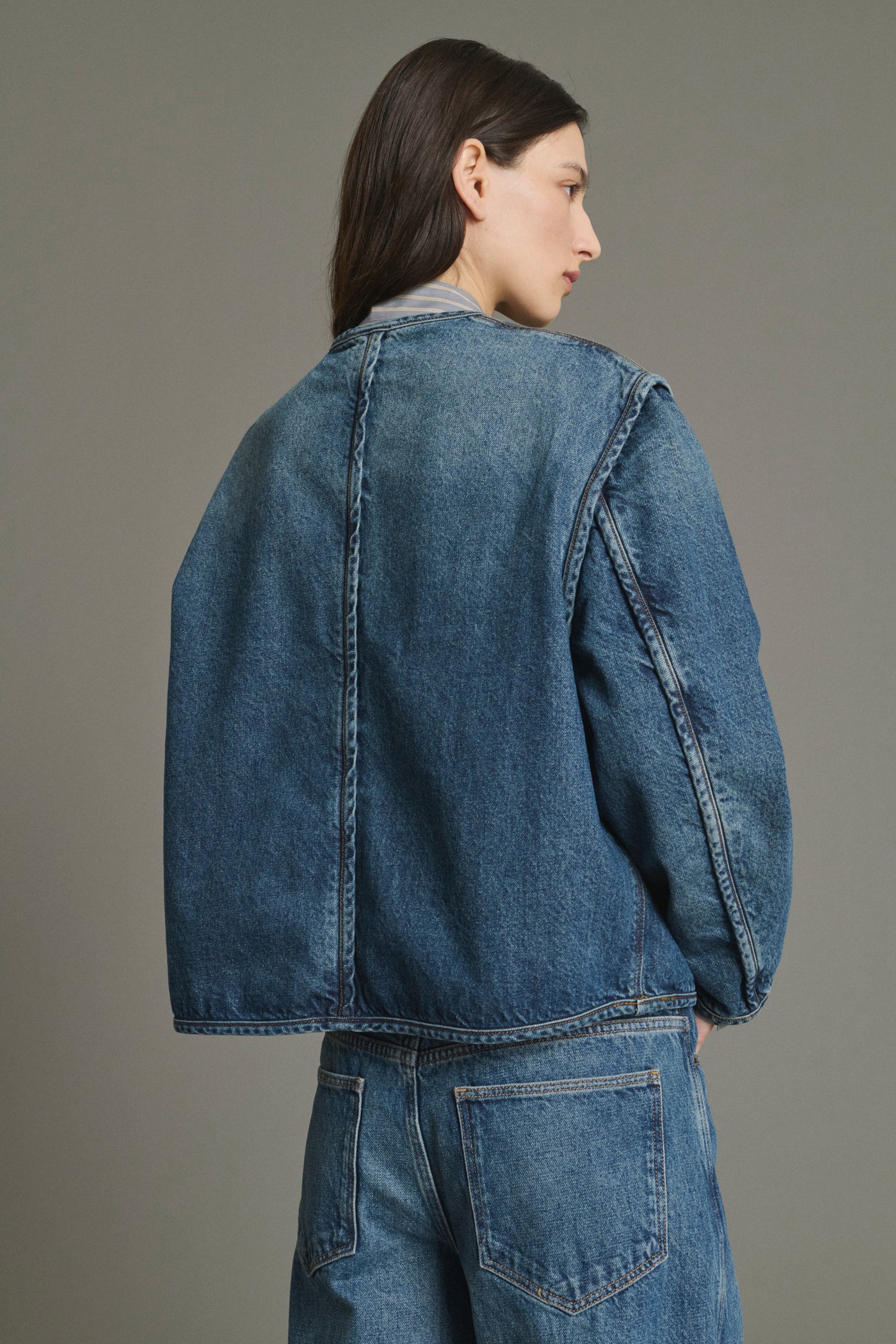 Jacket Agatha - Blue Denim Cotton Women - Soeur