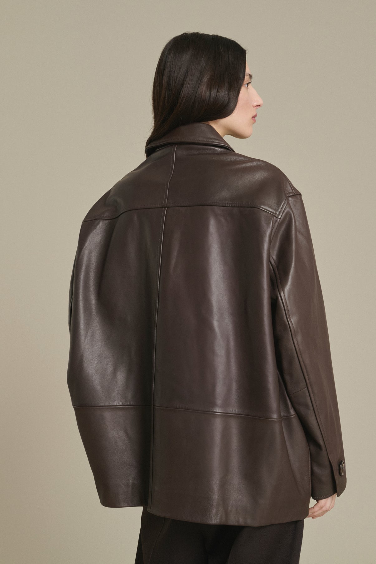 Vincenzo Jacket - Taupe Smooth Leather Women - Soeur vue 3