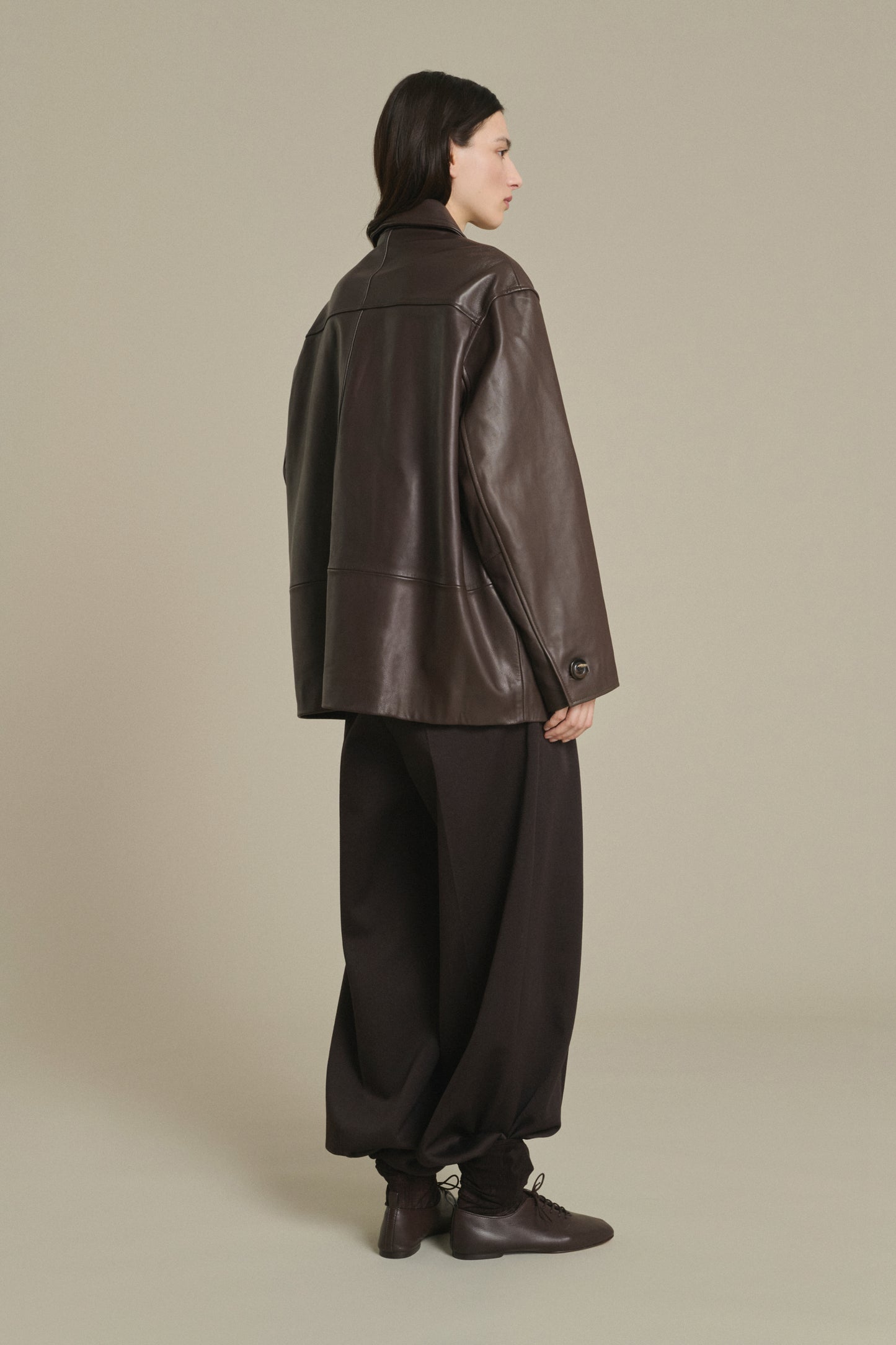 Vincenzo Jacket - Taupe Smooth Leather Women - Soeur