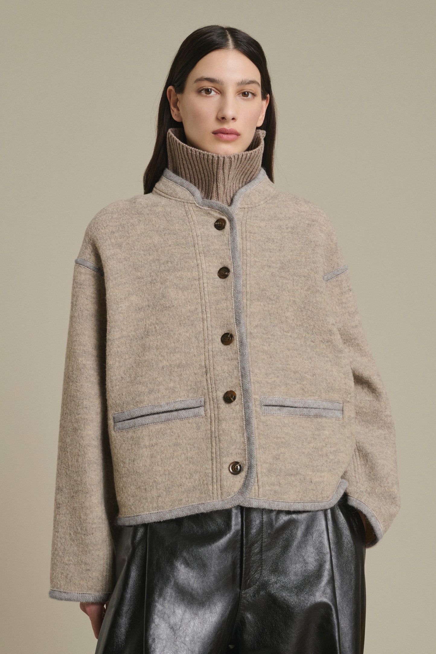 Olympe jacket - Beige/Grey - Wool - Women