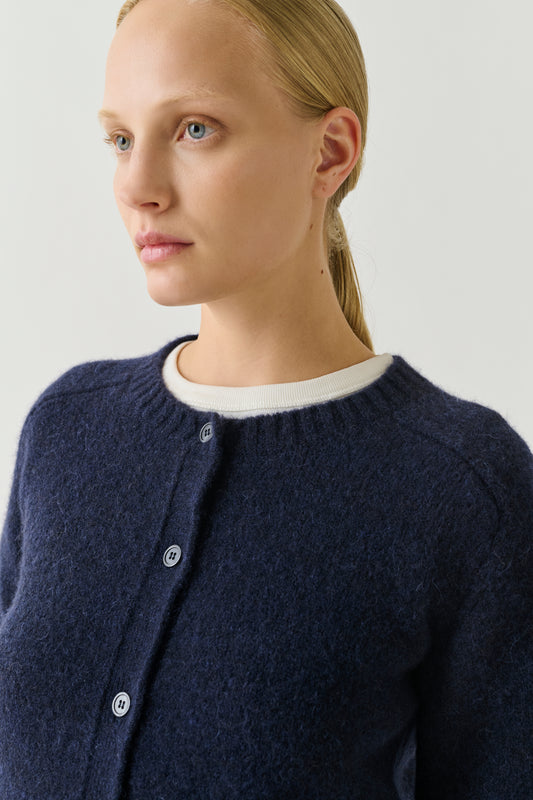 Cardigan Lyne - Navy - Wool - Women