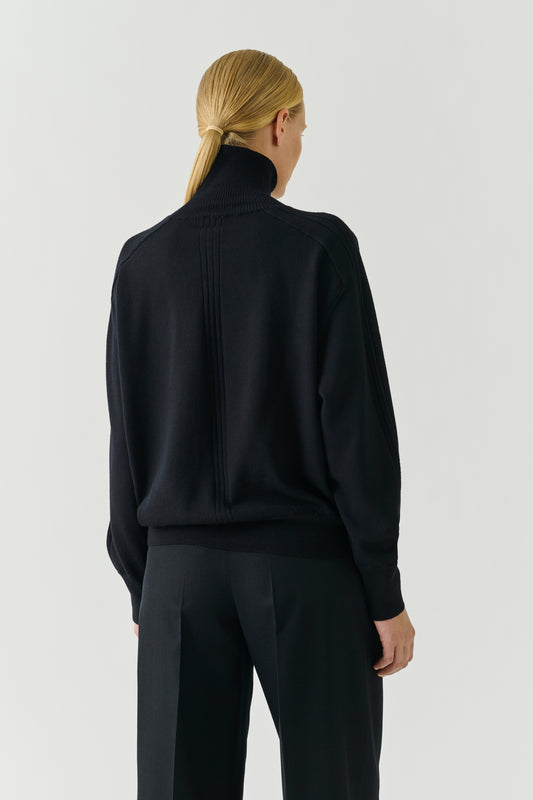 Nord pullover - Black Merino Wool Oversized Roll Collar - Soeur